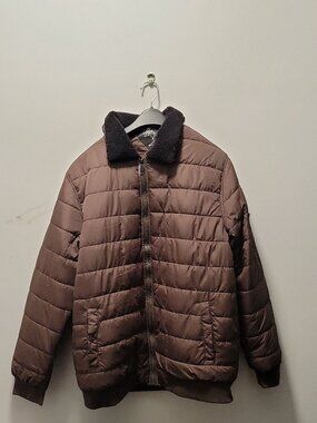 Silverstone Mens Puffer xxl Jacket - cozy warm , brown, nwt, faux fur, ski, hike